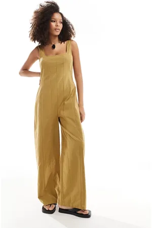 ASOS Square neck tennis jumpsuit in khaki