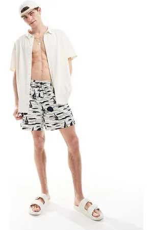 Hunky Trunks Sunset boat swim shorts in off white