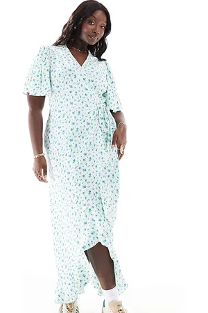 VERO MODA Wrap front maxi dress in light blue floral