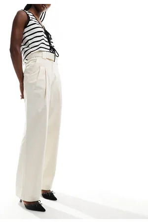 MANGO Belted tailored pants in beige