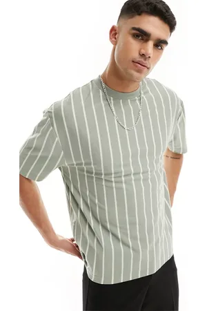 ASOS Oversized T-shirt in white and green stripe