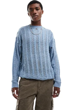 COLLUSION Distressed cable knit lightweight sweater in