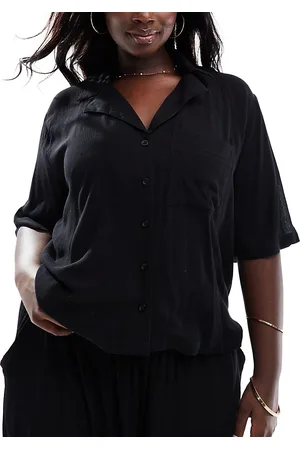 ASOS Curve mix & match crinkle boxy beach shirt in