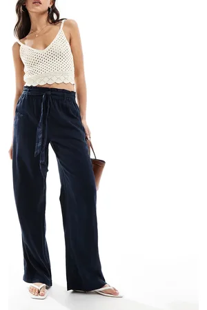JDY Linen mix tie wide leg pants in