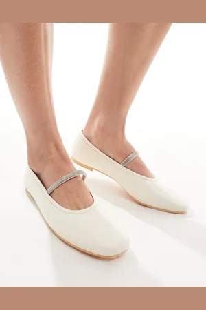 Truffle Collection Bridal embellished strap ballet pumps in ivory