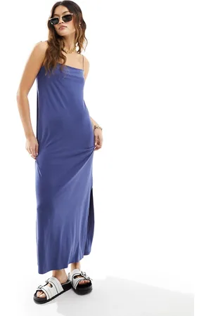 ASOS Square neck midaxi cami dress with spaghetti straps in indigo blue
