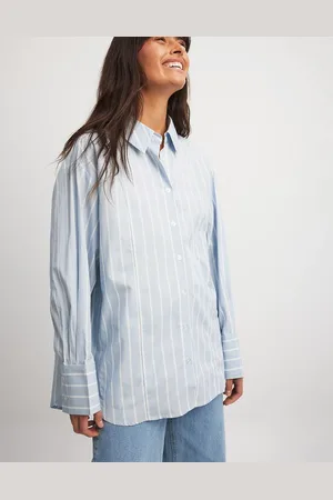 NA-KD X Laura Jane Stone oversized shirt with high cuffs in & white stripe