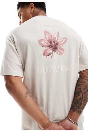 SELECTED Oversized T-shirt with floral back print in beige