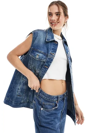 ASOS Oversized denim vest in mid wash