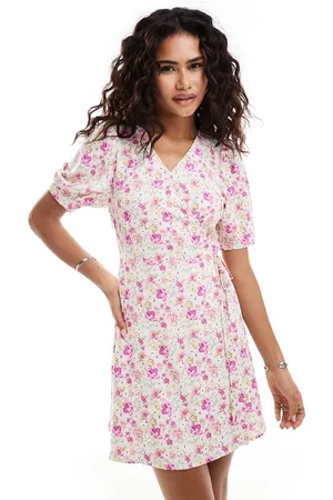 Urban Revivo Delicate floral wrap mini dress in