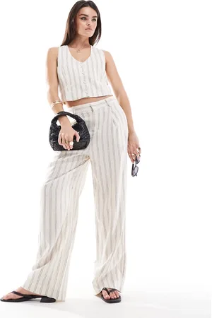 MANGO Stripe linen mix pants in - part of a set