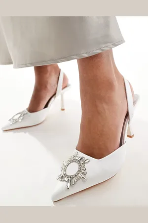 London Rebel Bridal embellished pumps in ivory satin
