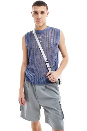 COLLUSION Crochet knitted oversized tank top in blue
