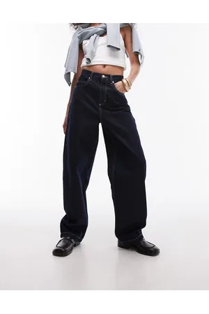 Topshop High rise baggy jeans in raw indigo