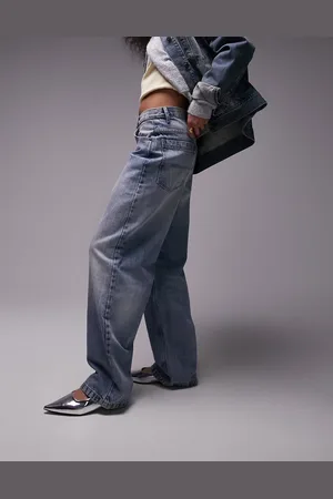 Topshop High rise baggy jeans in mid