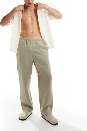 Weekday Seth linen blend pants in beige
