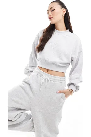 The Couture Club Cropped emblem sweatshirt in heather