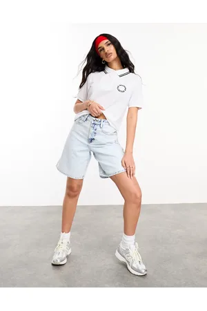 ASOS Longline denim shorts in acid wash