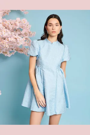 Sister Jane Puff sleeve jacquard mini dress in