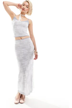 Bailey Rose Lace overlay maxi skirt in dusty with 90s detail - part of a set