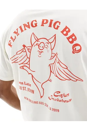 Only & Sons Super oversized T-shirt with flying pig back print in off
