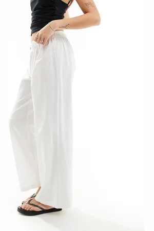 COLLUSION Linen mix straight leg boxer beach pants in