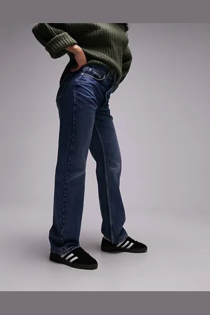Topshop Hourglass mid rise straight Kort jeans in mid