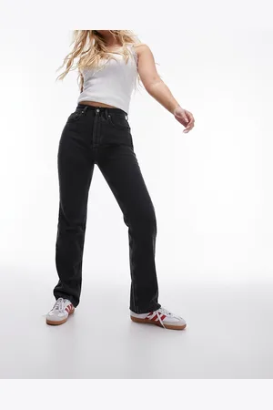 Topshop Hourglass high rise straight leg Kort jeans in washed