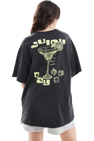 ONLY Cocktail back print boyfriend fit T-shirt in wash