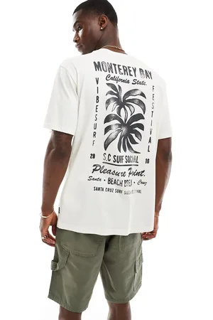 Only & Sons Relaxed T-shirt with palm tree back print in off white