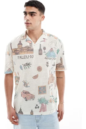 ASOS Oversized polo in postcard print