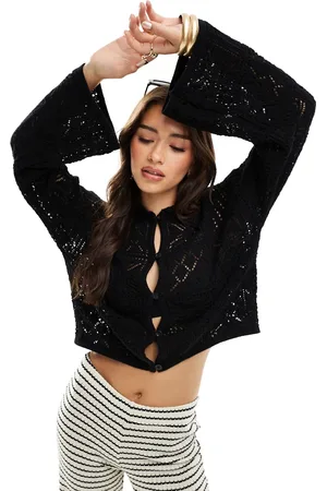 VERO MODA Aware crochet knit cardigan with collar in
