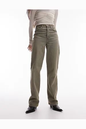 Topshop High rise straight leg Kort jeans in tinted gray