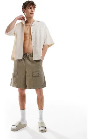COLLUSION Beach linen revere short sleeve shirt in natural