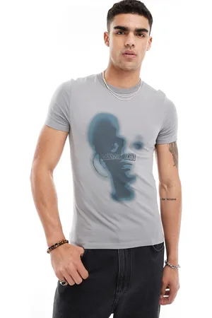 ASOS Muscle fit T-shirt in washed with grunge front print