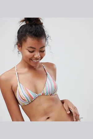 Free Society Stripe Cross Back Triangle Bikini Top