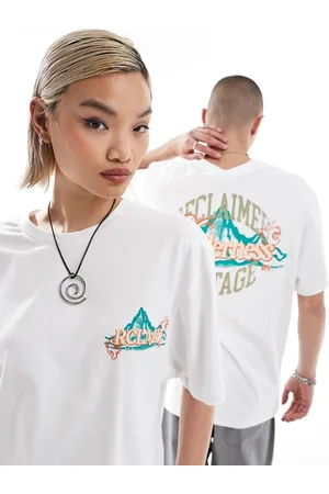 Reclaimed Unisex t shirt with wilderness print in white