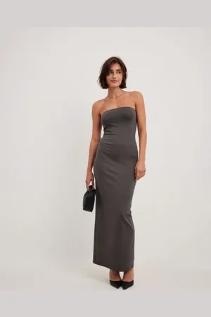 NA-KD Bandeau maxi dress in dark