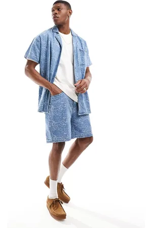 Liquor N Poker Floral jacquard oversized shorts in blue - part of a set