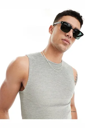 ASOS Muscle fit tank top in beige fabric