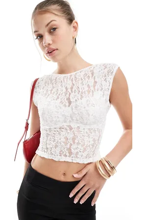 Pull&Bear Backless lace top in ecru