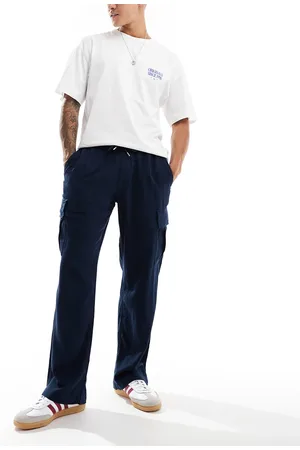JACK & JONES Wide fit linen mix cargo pants in