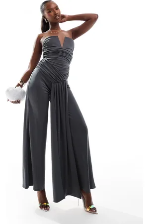 ASOS Bandeau tie detail wide leg jumpsuit in