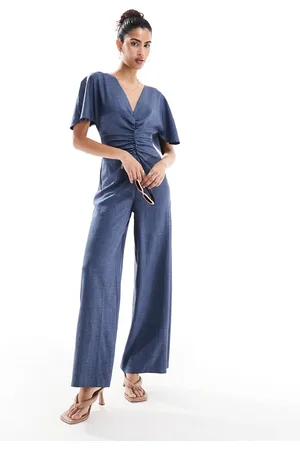 ASOS Ruched front cut out back jumpsuit in