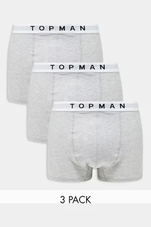 Topman 3 pack trunks in heather gray with white waistbands