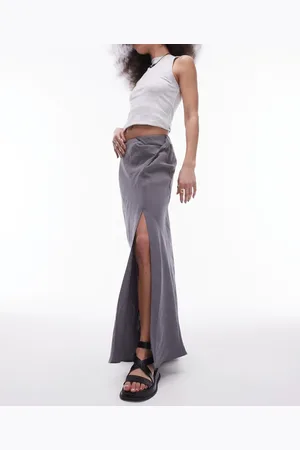 Topshop Soft touch twist low rise maxi skirt in charcoal