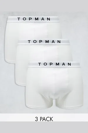 Topman 3-pack trunks in white with white waistbands