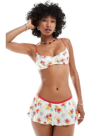 Frankies Bikinis Premium izabella satin bikini bottoms in sweet hibiscus satin shine