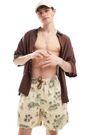 Hunky Trunks Hunky briefs scenic island swim shorts in cream
