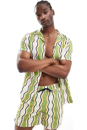 Hunky Trunks Wavy stripe beach shirt in and white - part of a set